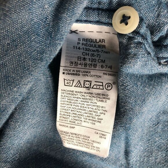 NWOT Gap Kids Blue Plaid Long sleeve button down shirt - Picture 4 of 4